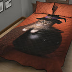 Halloween Cute Witch Cat Print Quilt Bed Set