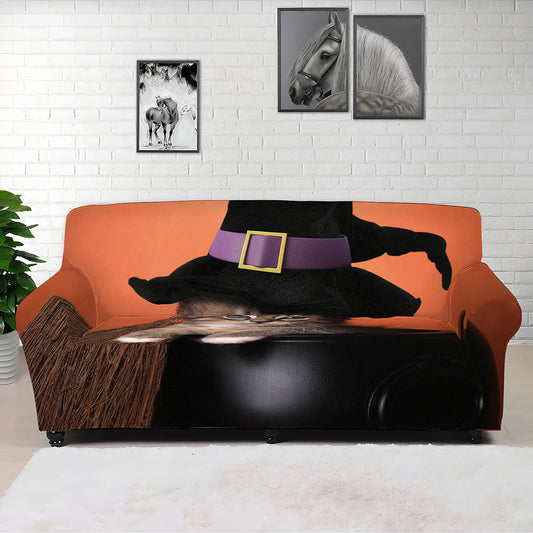 Halloween Cute Witch Cat Print Sofa Cover