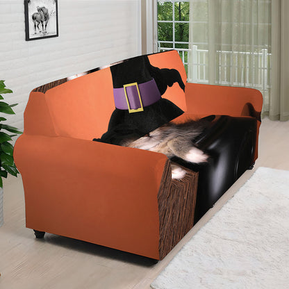 Halloween Cute Witch Cat Print Sofa Cover