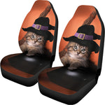 Halloween Cute Witch Cat Print Universal Fit Car Seat Covers