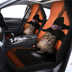 Halloween Cute Witch Cat Print Universal Fit Car Seat Covers