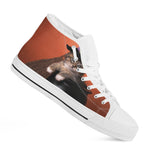 Halloween Cute Witch Cat Print White High Top Shoes