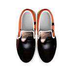 Halloween Cute Witch Cat Print White Slip On Shoes