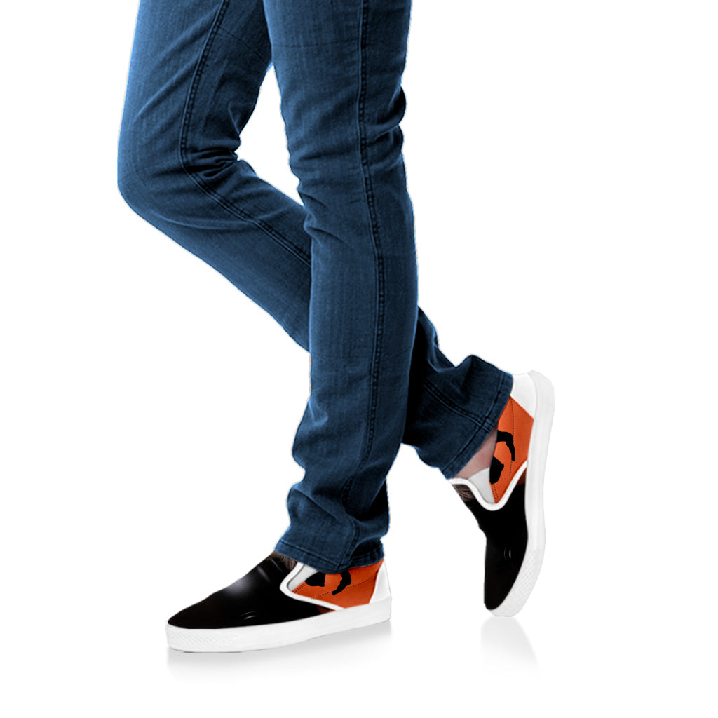 Halloween Cute Witch Cat Print White Slip On Shoes