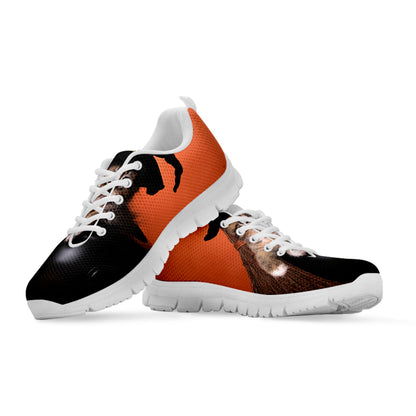 Halloween Cute Witch Cat Print White Sneakers
