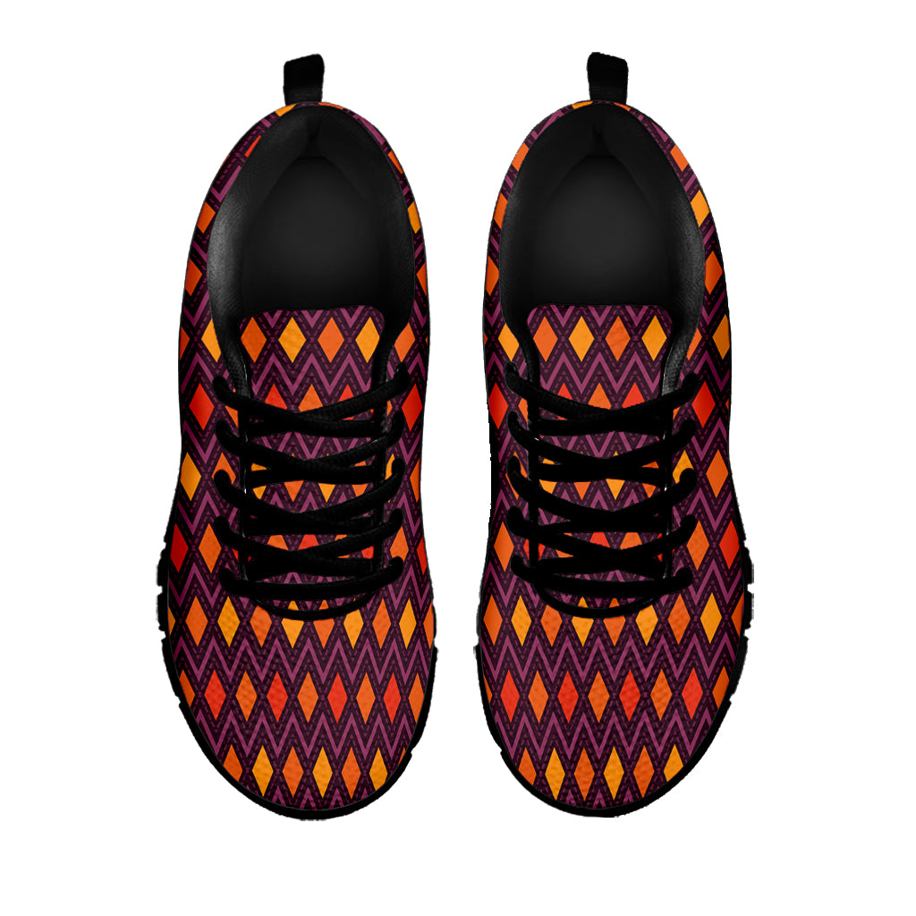 Halloween Diamond Shape Pattern Print Black Sneakers