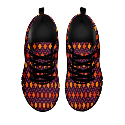 Halloween Diamond Shape Pattern Print Black Sneakers