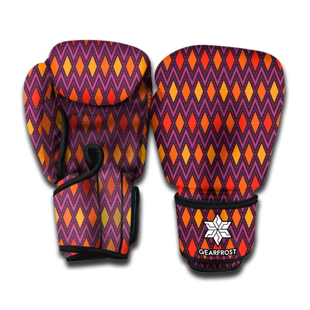 Halloween Diamond Shape Pattern Print Boxing Gloves