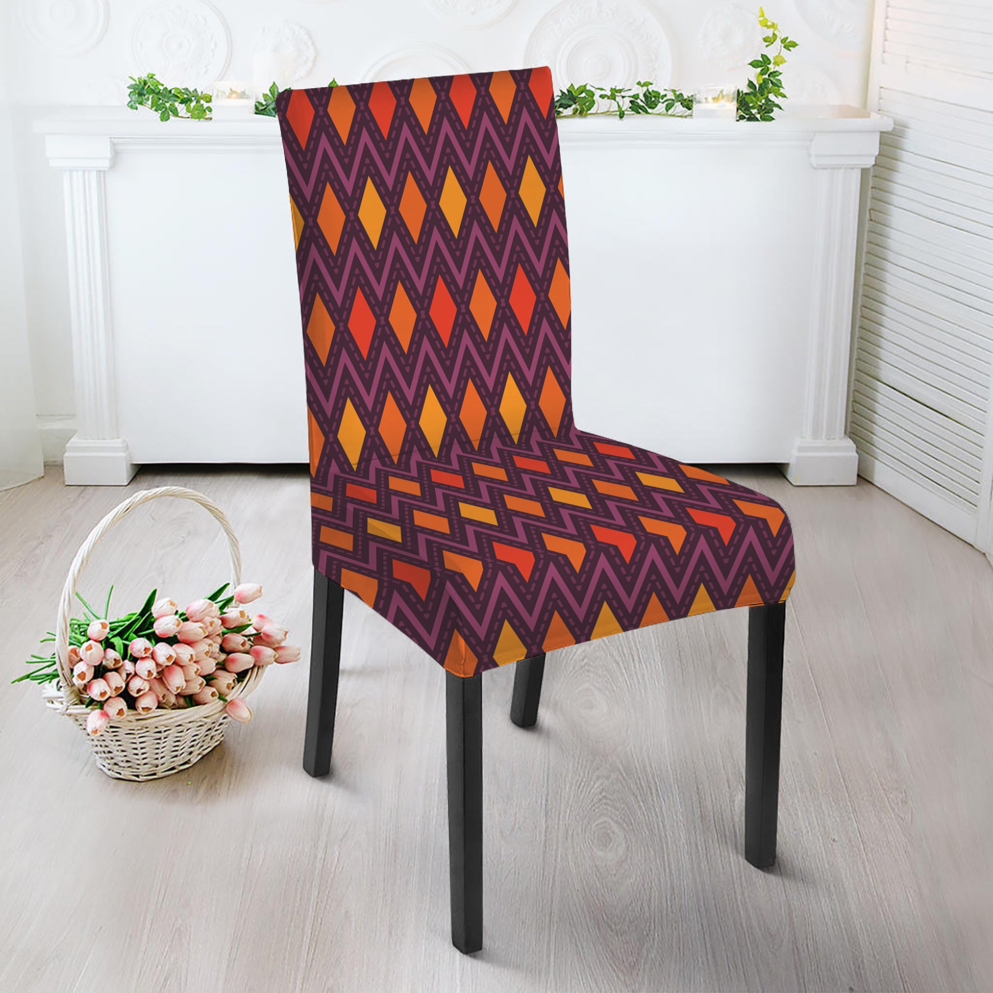 Halloween Diamond Shape Pattern Print Dining Chair Slipcover