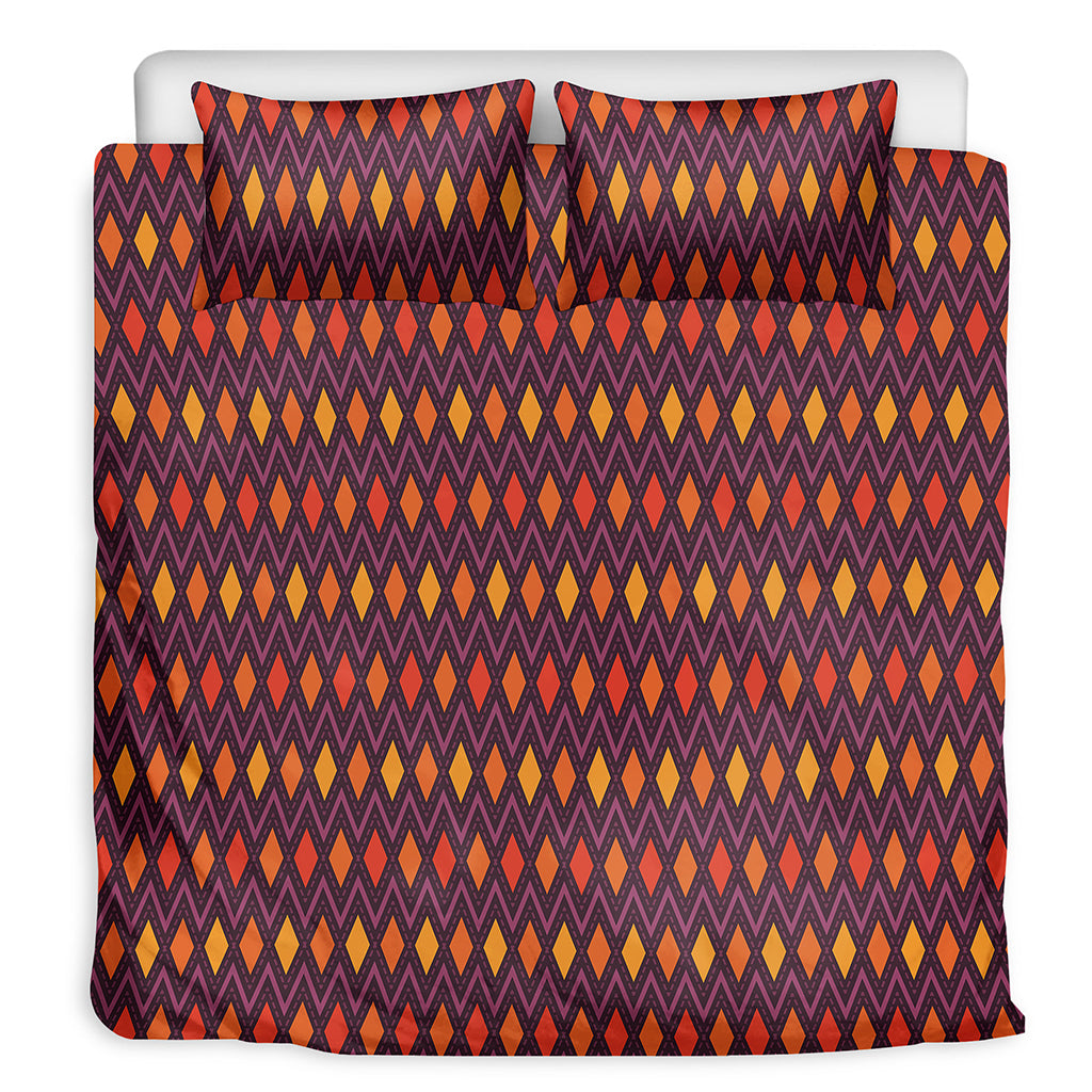 Halloween Diamond Shape Pattern Print Duvet Cover Bedding Set