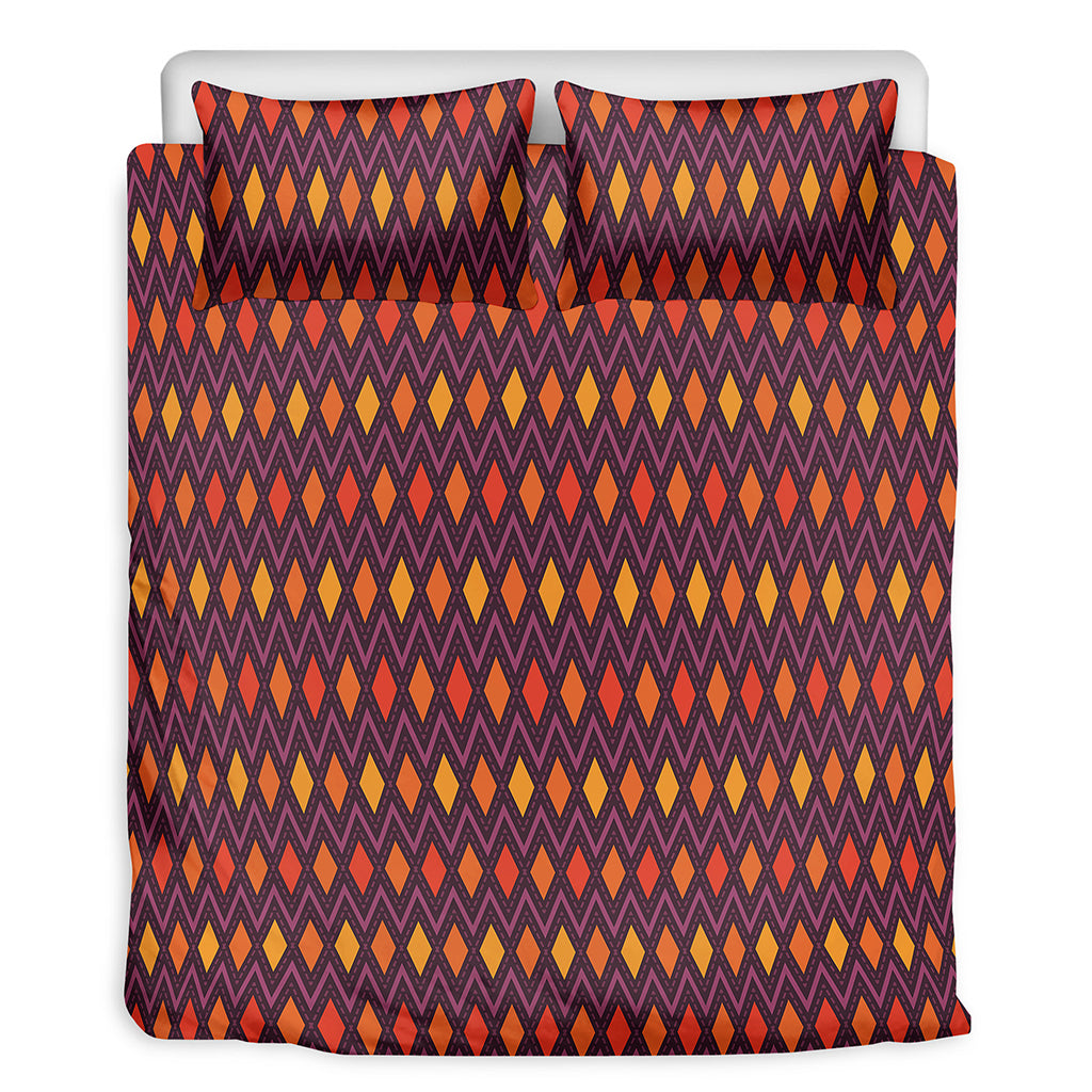 Halloween Diamond Shape Pattern Print Duvet Cover Bedding Set