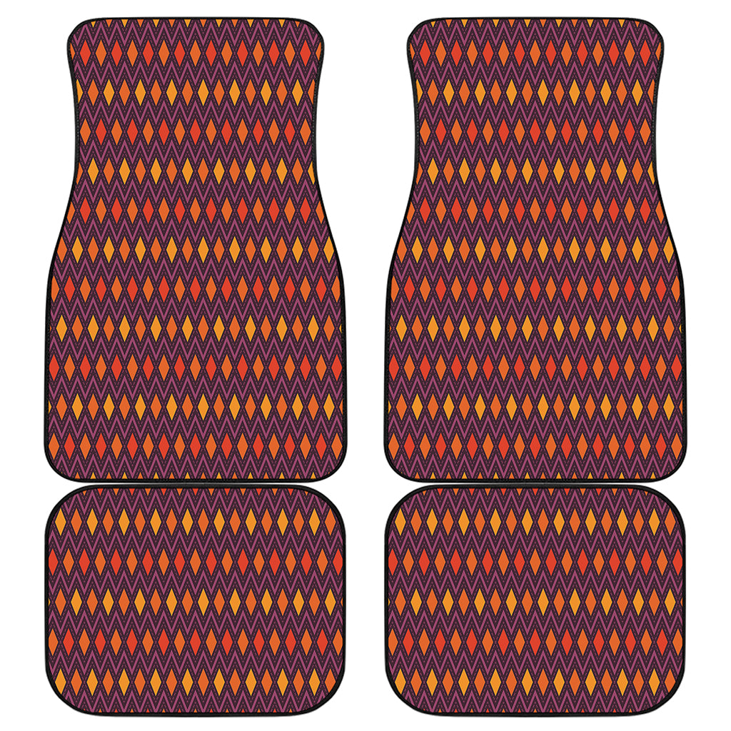 Halloween Diamond Shape Pattern Print Front and Back Car Floor Mats