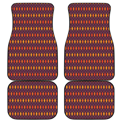 Halloween Diamond Shape Pattern Print Front and Back Car Floor Mats