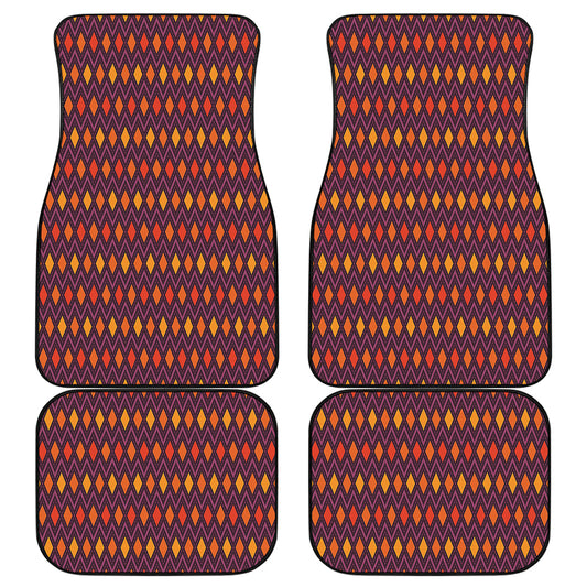 Halloween Diamond Shape Pattern Print Front and Back Car Floor Mats