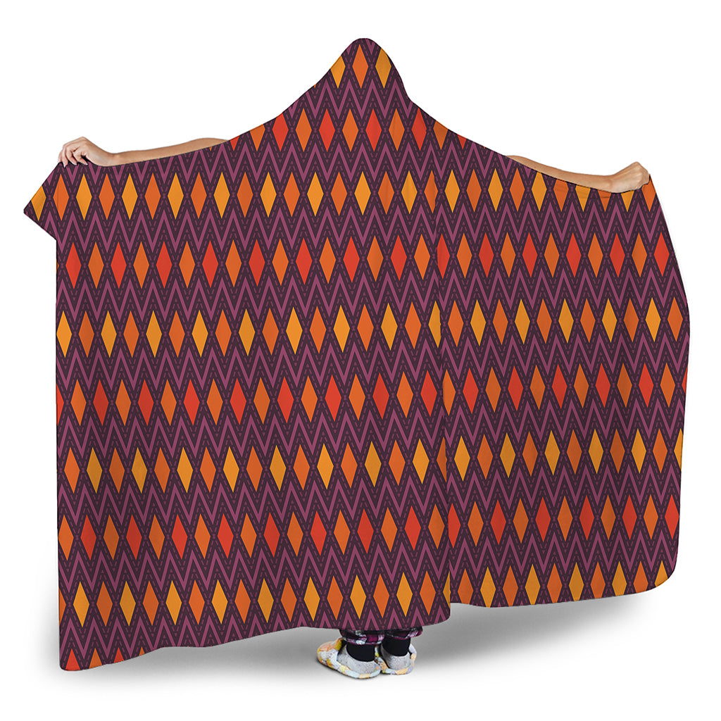 Halloween Diamond Shape Pattern Print Hooded Blanket