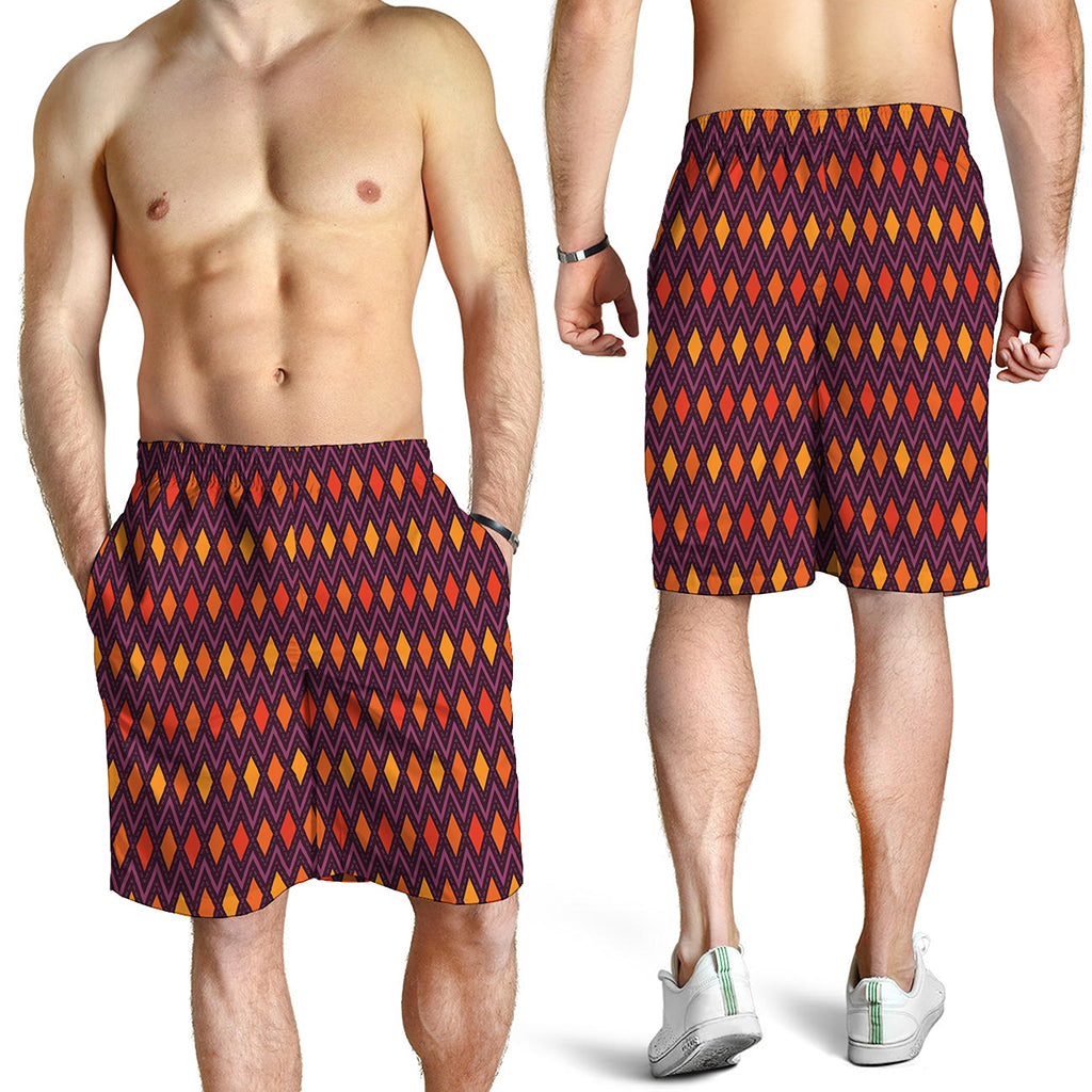 Halloween Diamond Shape Pattern Print Men's Shorts