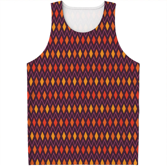 Halloween Diamond Shape Pattern Print Men's Tank Top