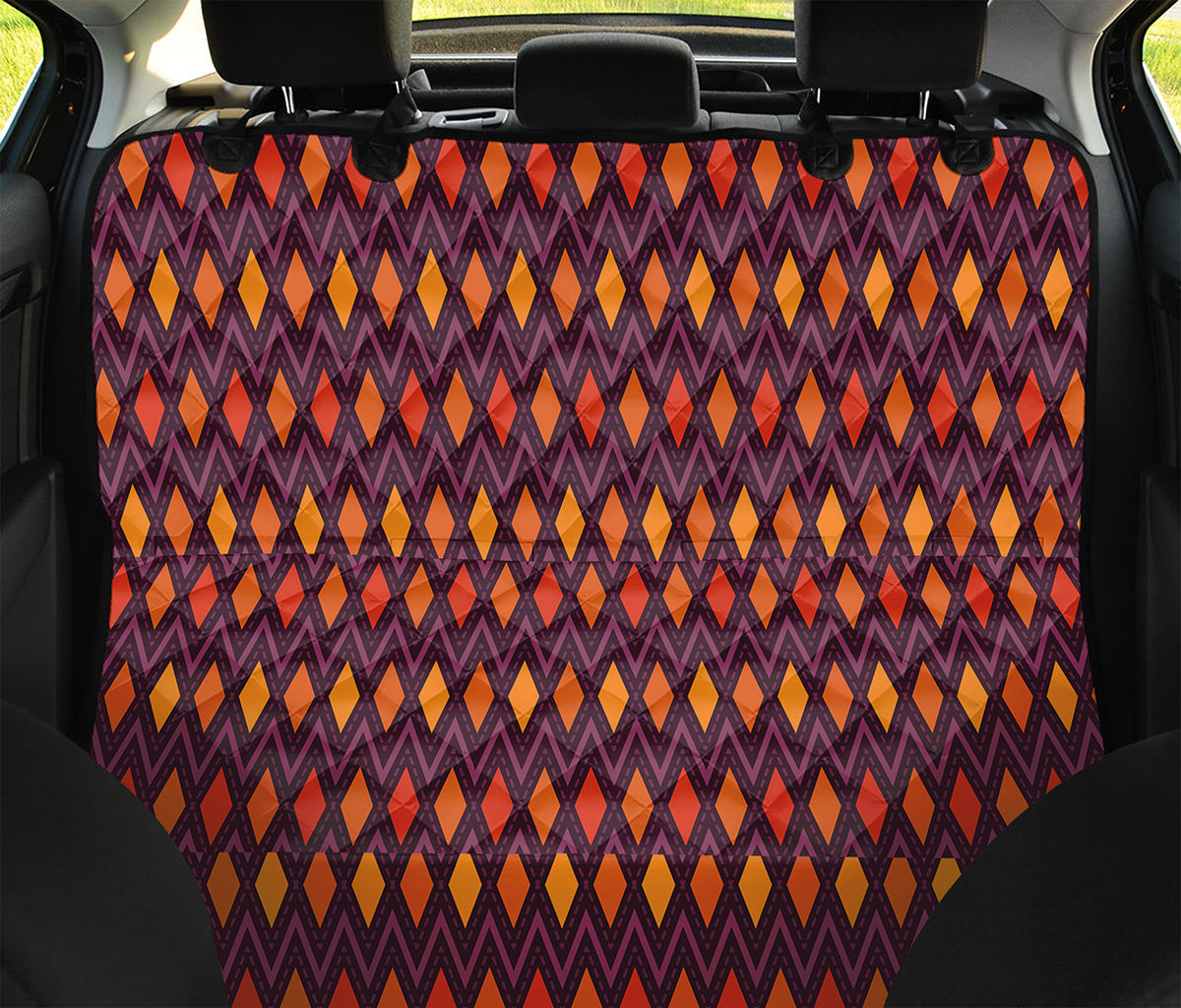 Halloween Diamond Shape Pattern Print Pet Car Back Seat Cover