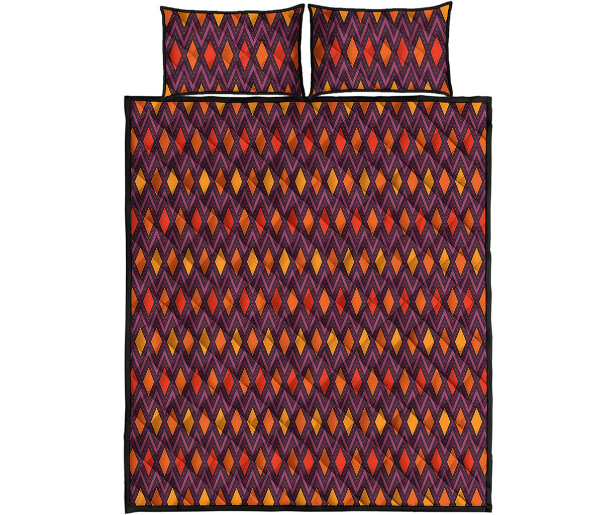 Halloween Diamond Shape Pattern Print Quilt Bed Set