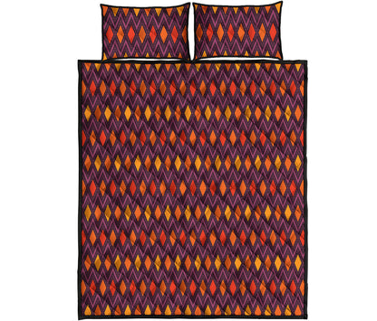 Halloween Diamond Shape Pattern Print Quilt Bed Set