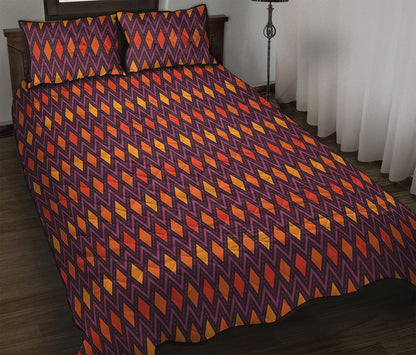 Halloween Diamond Shape Pattern Print Quilt Bed Set