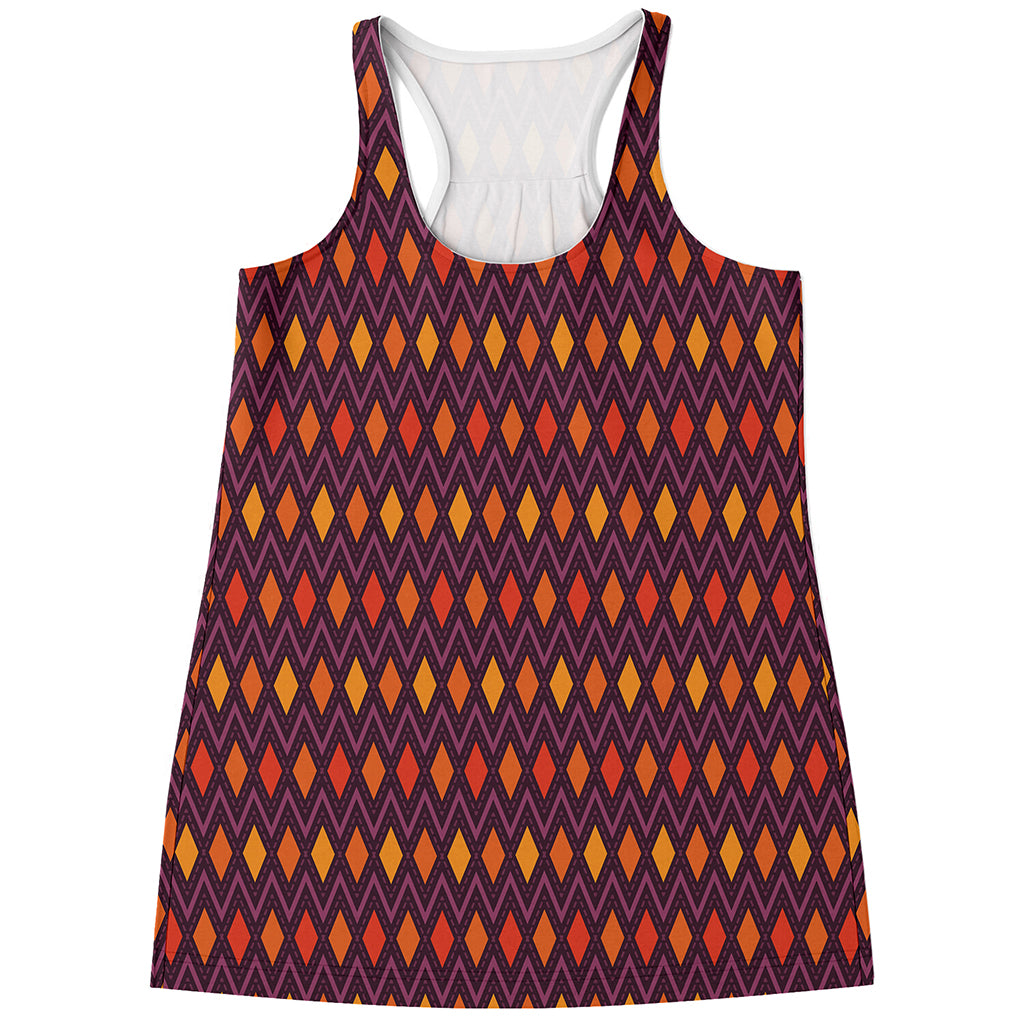 Halloween Diamond Shape Pattern Print Women's Racerback Tank Top