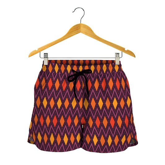 Halloween Diamond Shape Pattern Print Women's Shorts