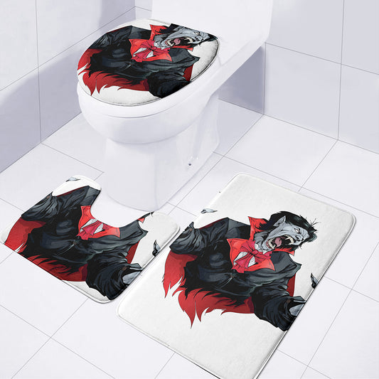 Halloween Evil Vampire Print 3 Piece Bath Mat Set
