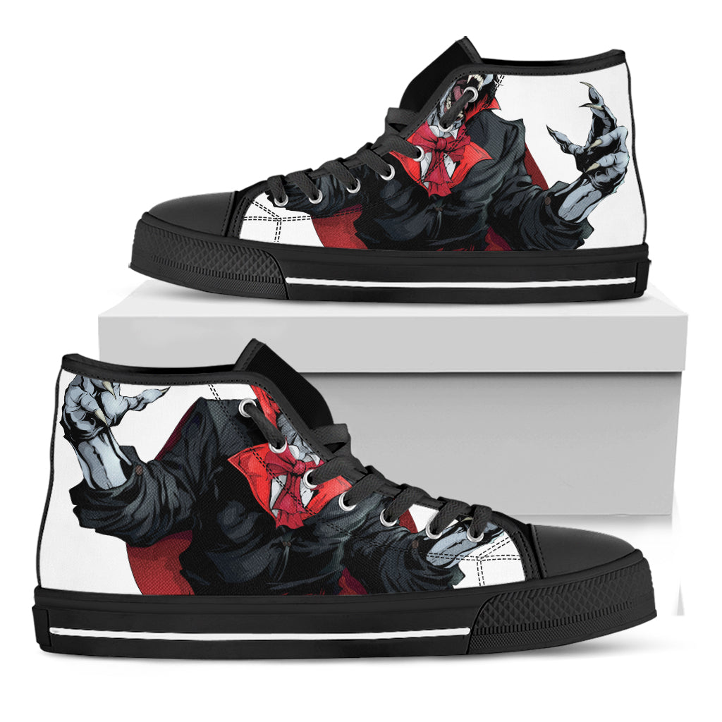 Halloween Evil Vampire Print Black High Top Shoes
