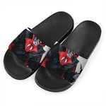 Halloween Evil Vampire Print Black Slide Sandals
