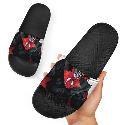 Halloween Evil Vampire Print Black Slide Sandals