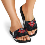 Halloween Evil Vampire Print Black Slide Sandals