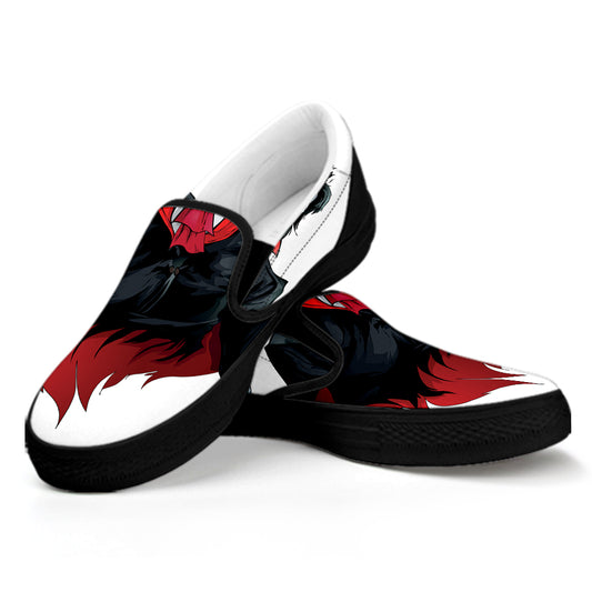 Halloween Evil Vampire Print Black Slip On Shoes
