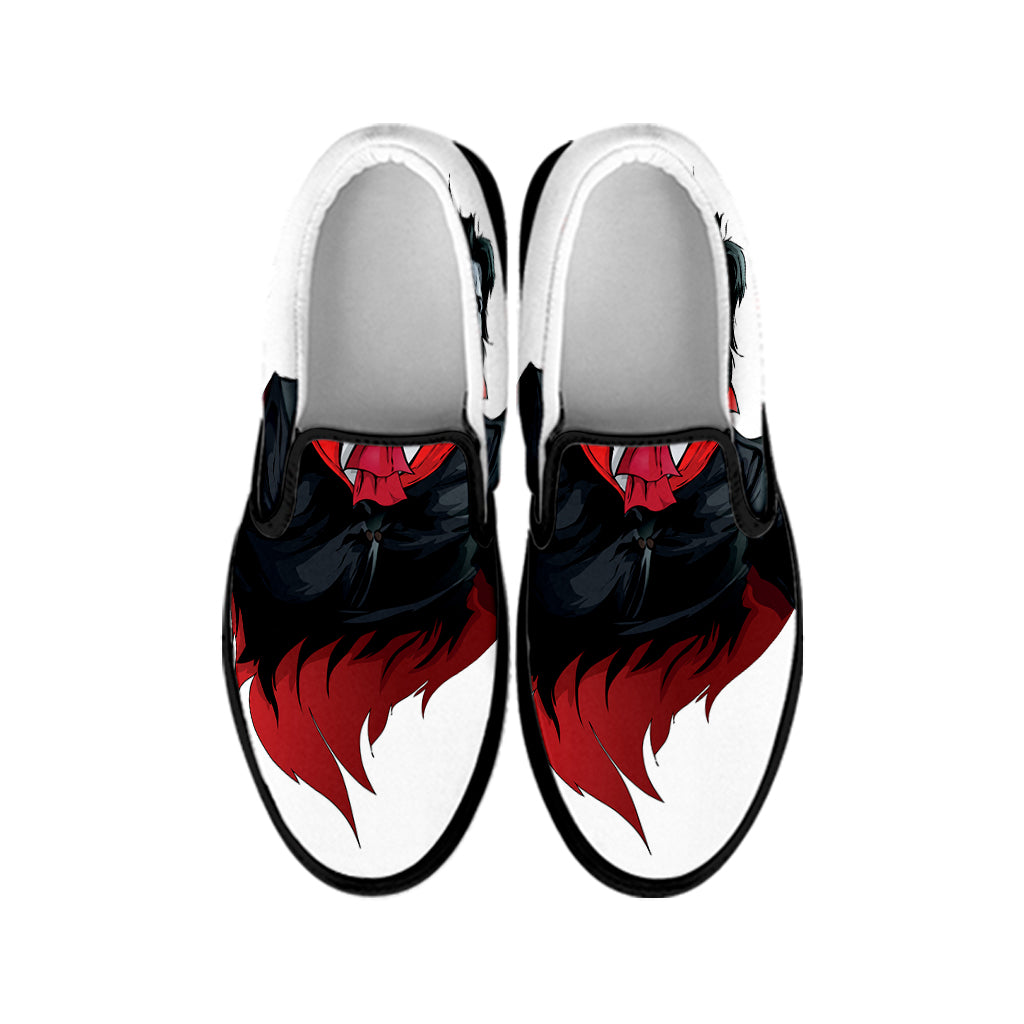 Halloween Evil Vampire Print Black Slip On Shoes