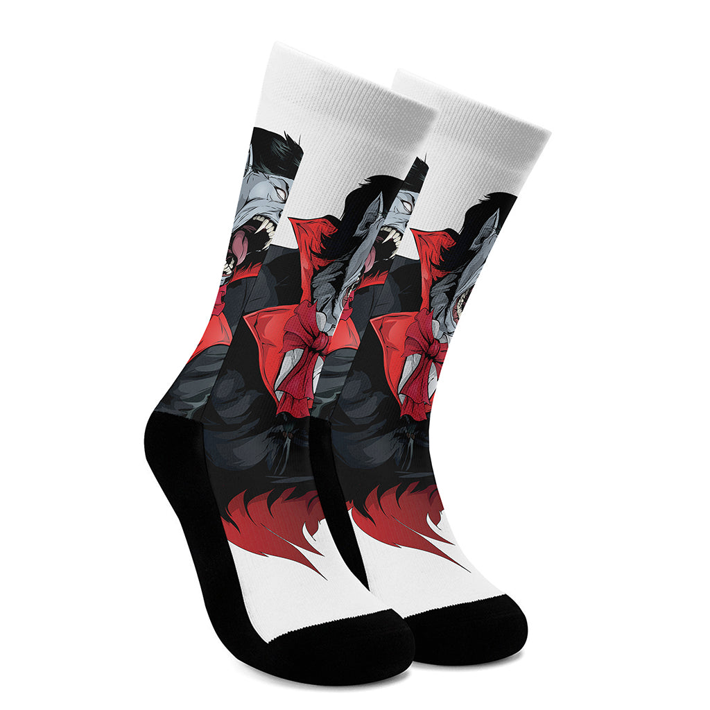 Halloween Evil Vampire Print Crew Socks