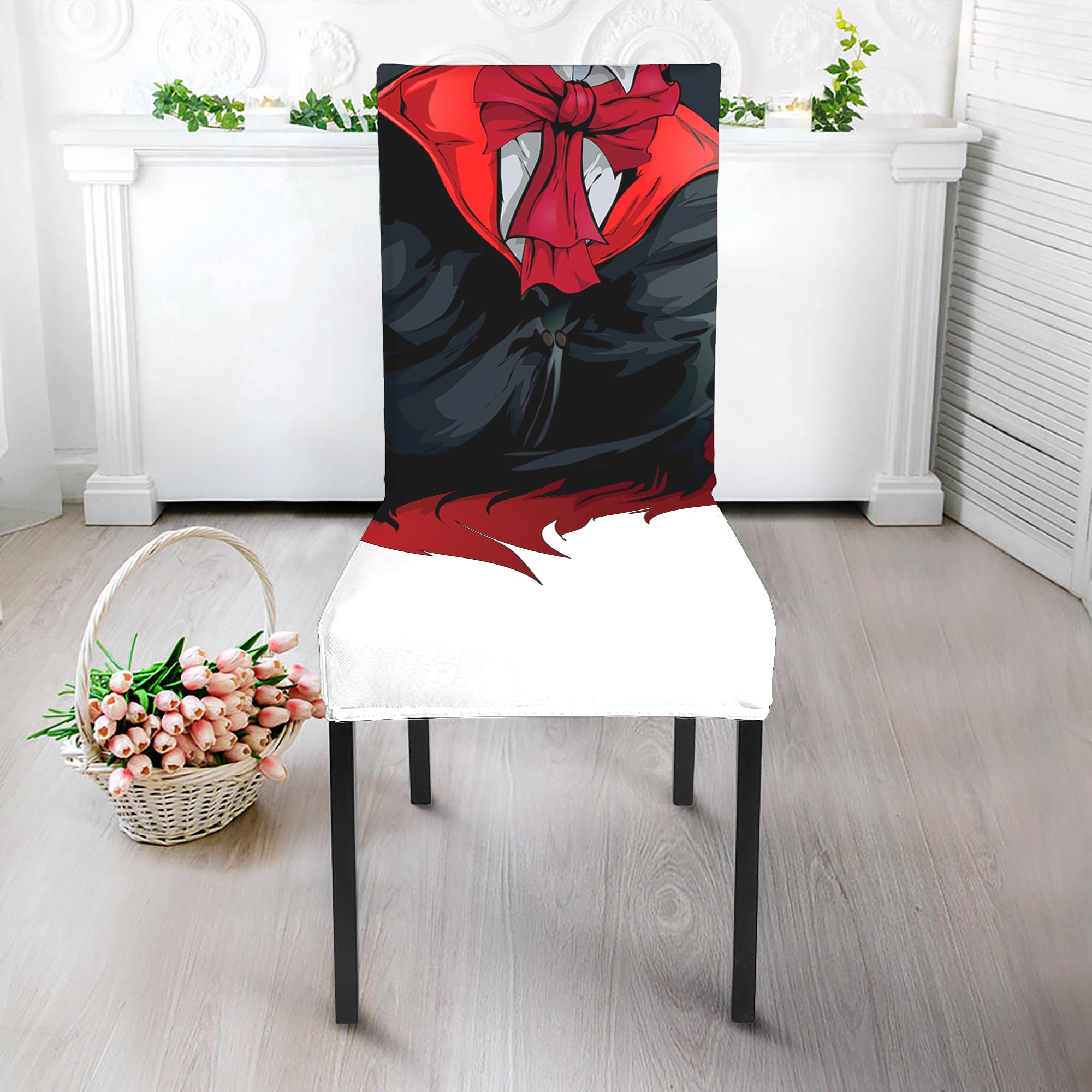 Halloween Evil Vampire Print Dining Chair Slipcover