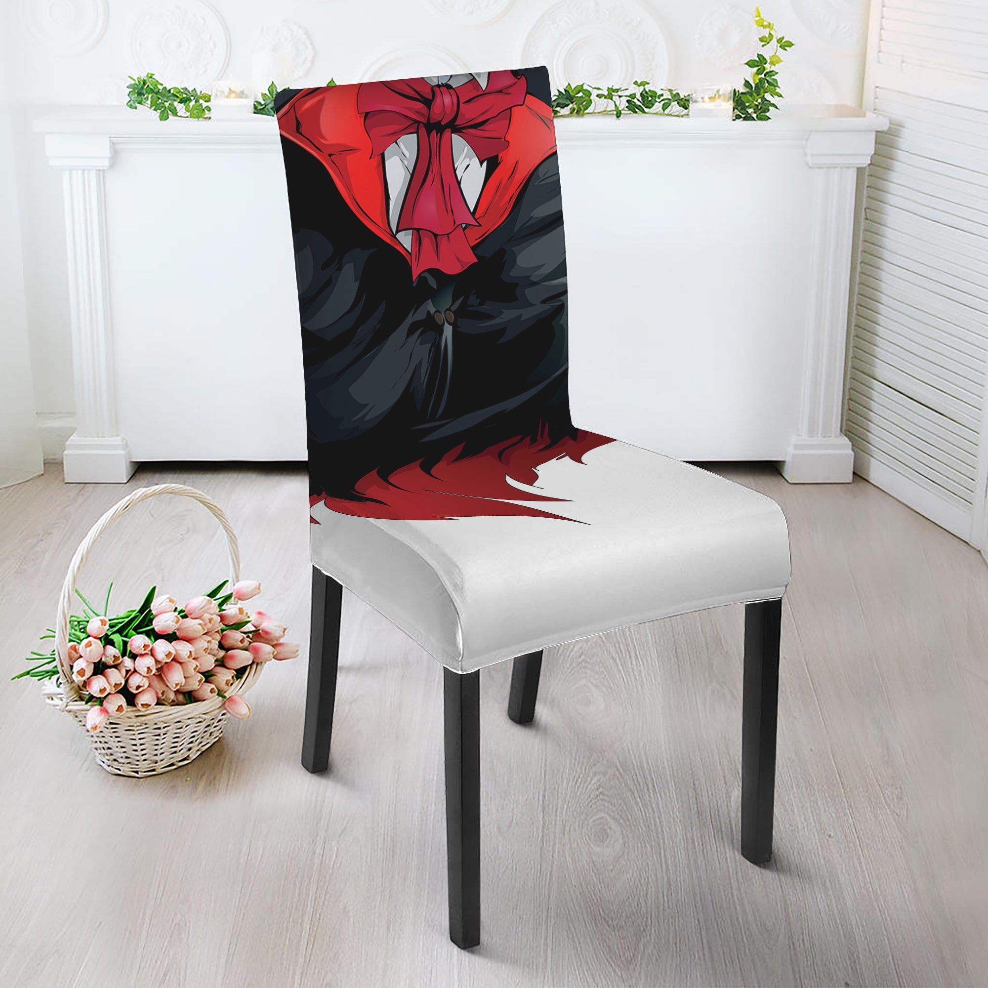 Halloween Evil Vampire Print Dining Chair Slipcover