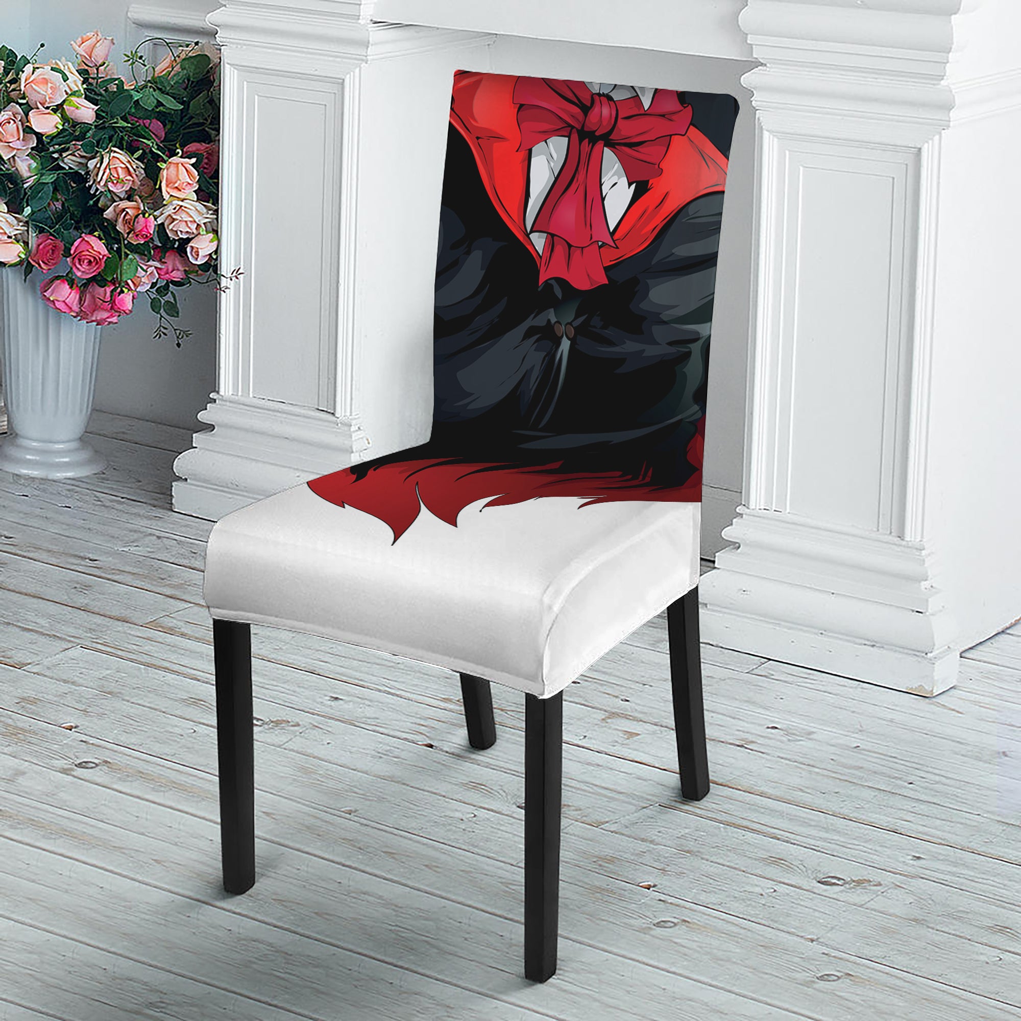 Halloween Evil Vampire Print Dining Chair Slipcover