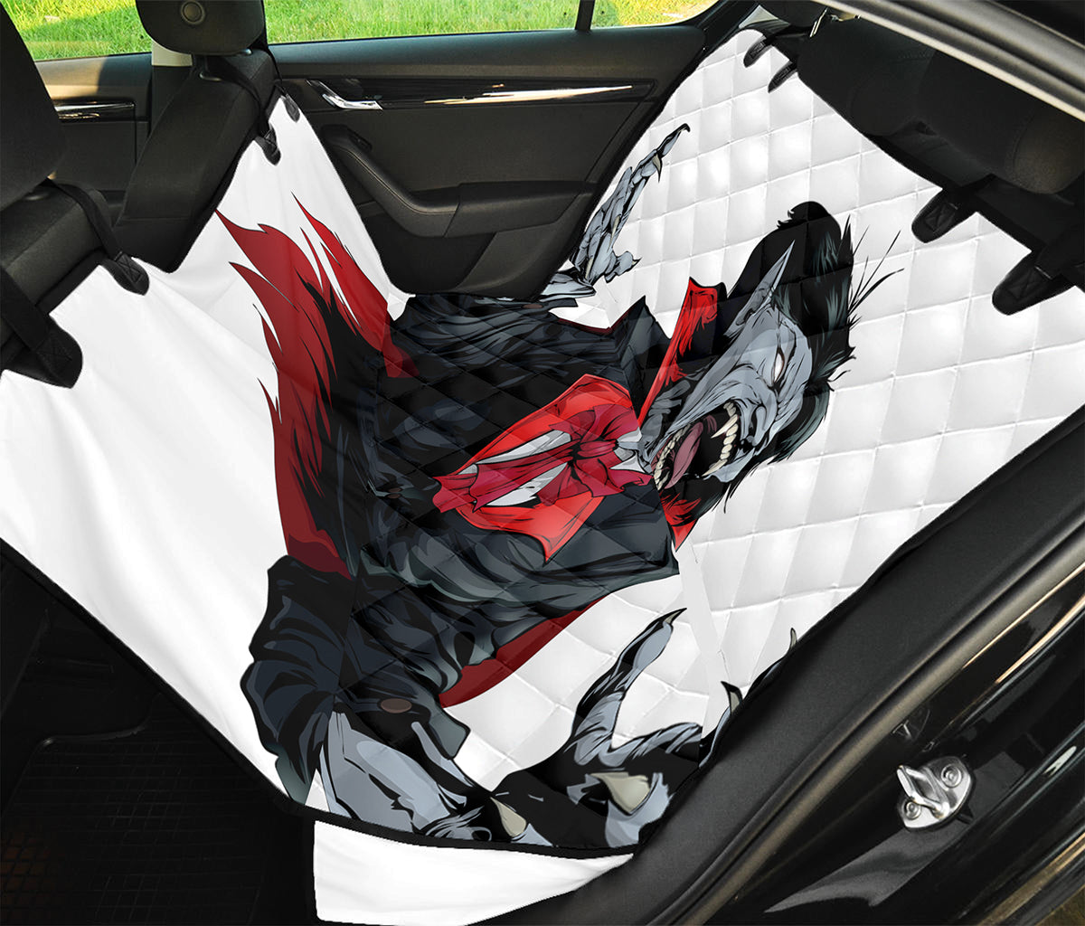 Halloween Evil Vampire Print Pet Car Back Seat Cover