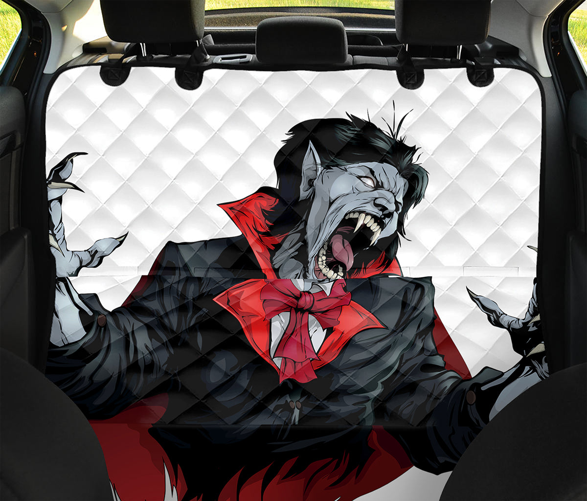 Halloween Evil Vampire Print Pet Car Back Seat Cover