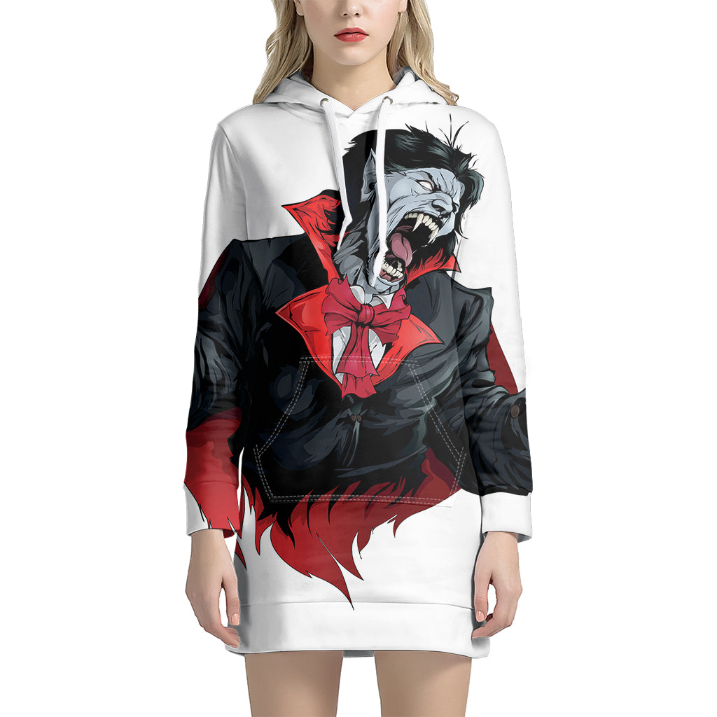 Halloween Evil Vampire Print Pullover Hoodie Dress