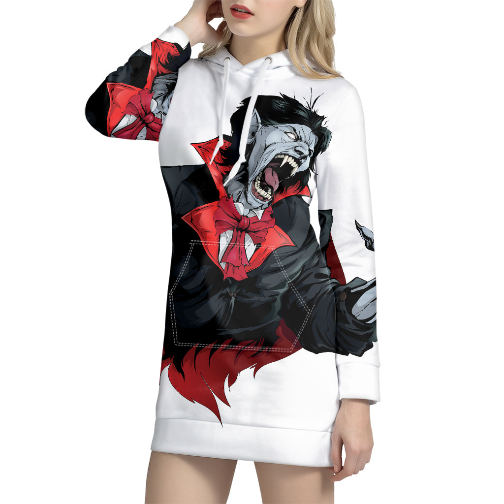 Halloween Evil Vampire Print Pullover Hoodie Dress