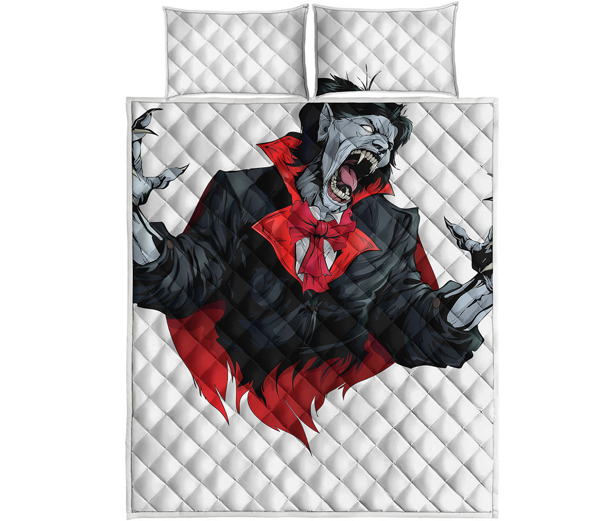 Halloween Evil Vampire Print Quilt Bed Set