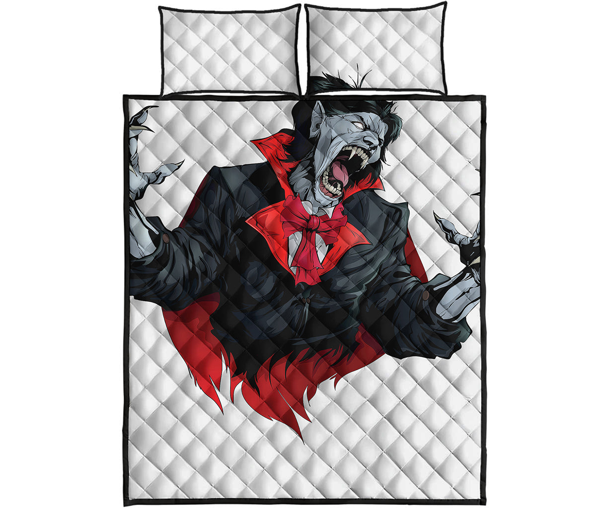 Halloween Evil Vampire Print Quilt Bed Set