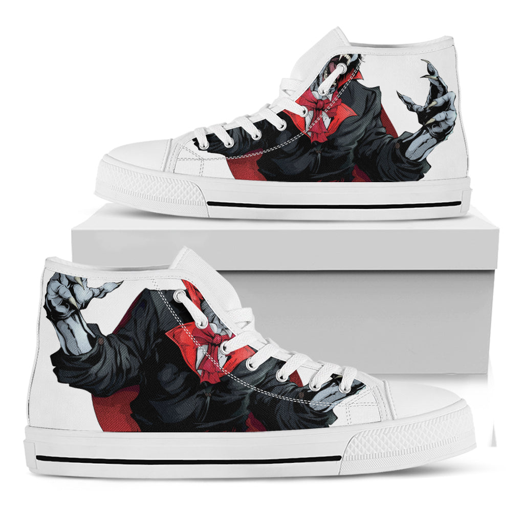 Halloween Evil Vampire Print White High Top Shoes
