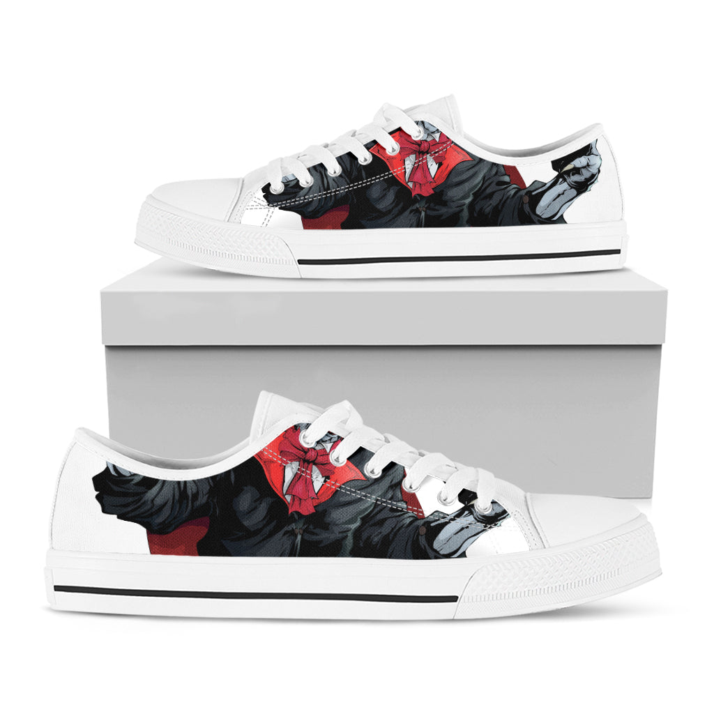Halloween Evil Vampire Print White Low Top Shoes