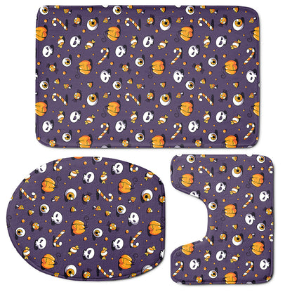 Halloween Eyeball Pattern Print 3 Piece Bath Mat Set