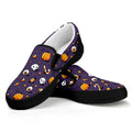 Halloween Eyeball Pattern Print Black Slip On Sneakers