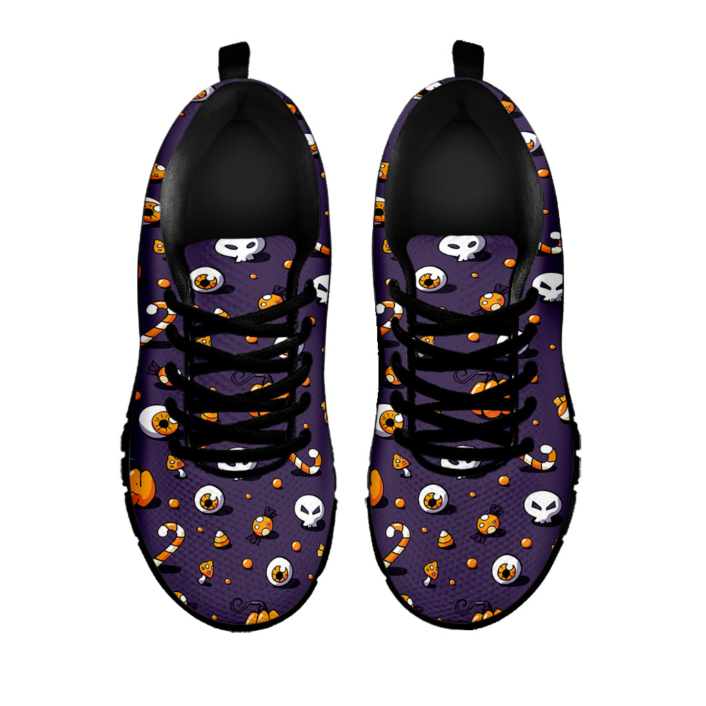 Halloween Eyeball Pattern Print Black Sneakers