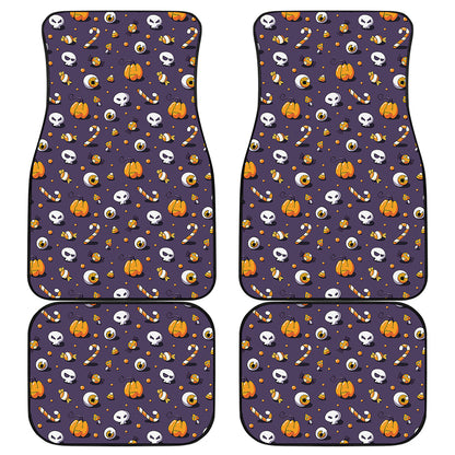 Halloween Eyeball Pattern Print Front and Back Car Floor Mats